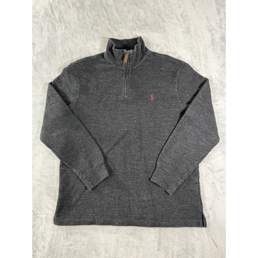 Polo Ralph Lauren Pullover ‎ 1/4 zip Mens Large Grey Long Sleeve Sweater